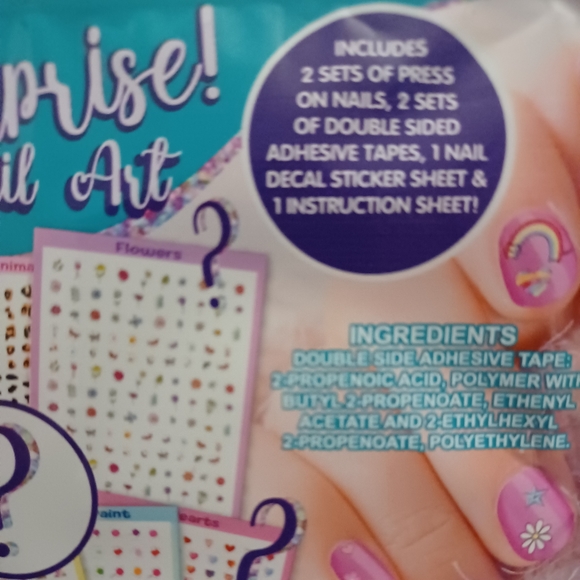 Mini Surprise Nail Art Kit Design Stickers Decals Press ons - Picture 2 of 2